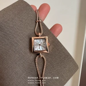 NONOAN small fragrance vintage court niche light luxury pre-owned premium sense hand chain small square watch – Image 3