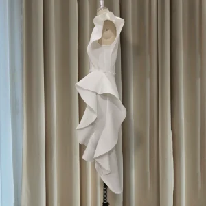 Summer new ruffled short sleeve irregular hem dress – Image 4