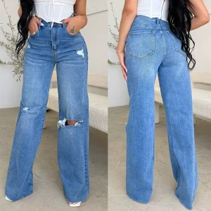 high wais jeans women trousers Fashion elastic ladies pants – Image 4