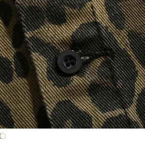 BMOB American high street leopard print denim shirt jacket for men and women fashion brand vibe retro loose casual couple jacket – Image 5