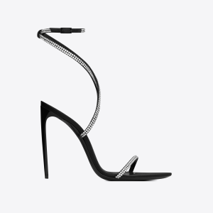 High Heels Women's Poplar Forest Rhinestone Pointed Toe Stiletto Heel 2023 New Summer Celebrity Cross Strappy Roman Sandals Women – Image 4