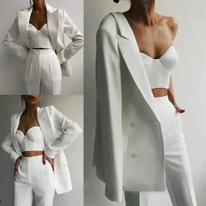 2024 New High Quality Casual Solid Color Temperament Commuting Fashion Professional Casual Women's Suit Pants Set – Image 3