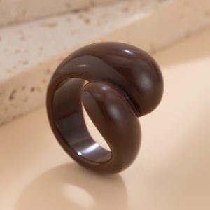 European and American cross-border jewelry Fashion geometric multi-color closed finger ring Irregular double water drop plastic ring – Image 7