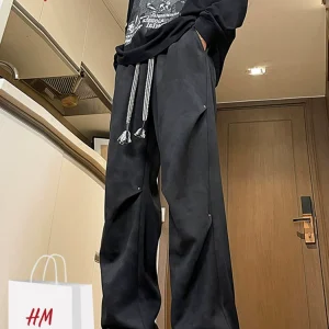 Good Things Co-branded Grass Planting Recommended HM Xiuhe Clothes Dirty Washed Straight Leg Slacks – Image 4