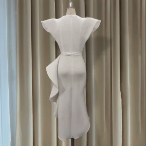 Summer new ruffled short sleeve irregular hem dress – Image 3