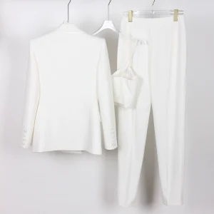 2024 New High Quality Casual Solid Color Temperament Commuting Fashion Professional Casual Women's Suit Pants Set – Image 4