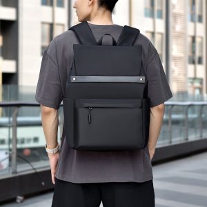 Men's casual fashion trend nylon bla chain backpack 8611 – Image 4