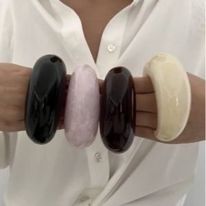 European and American cross-border jewelry fashion sense multi-color curved texture bracelet irregular acrylic acetate bracelet – Image 3
