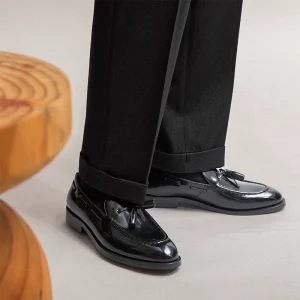 Mr. Lusan, simple compound British style, one foot slip-on slip-on, Belgian shoes, tassels, loafers, men – Image 3