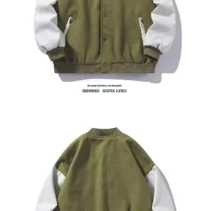 American retro letter embroidery patchwork baseball jersey jacket for men and women, fashion brand loose design, couple heavy work jacket – Image 6
