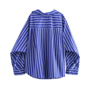 Foreign Trade Order! The new European and American style bat-sleeve loose striped shirt in autumn 3067105 – Image 5