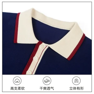 French luxury high-end embroidery slim lapel t-shirt men's fashion business steady young men's polo shirt short sleeve – Image 3