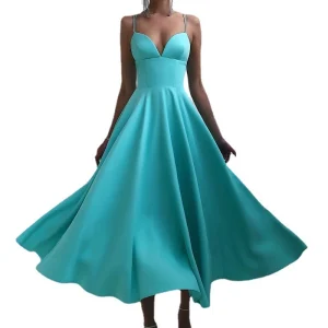 Suspender dress slip dress skirt midi temperament commuter dress high waist slim fit large swing skirt – Image 5