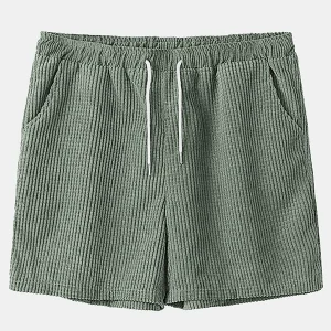 2024 summer new European and American men's casual loose corduroy short sleeve suit beach shorts men's suit – Image 5