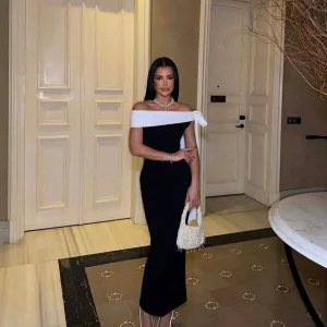European and American foreign trade temperament sexy slim sleeveless diagonal collar temperament dress solid color lace step skirt Dress – Image 5