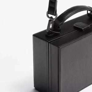 2024 New Trendy Men's Bag, Versatile Casual Black Hard Box Mini Shoulder Bag, Crossbody Bag, Trendy Small Square Bag – Image 3