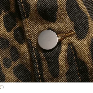 BMOB American high street retro leopard print ripped denim jacket, men's fashion brand handsome, high-end loose cargo jacket – Image 3