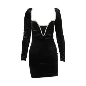 Women Party evening dress long-sleeved high-waisted – Image 5