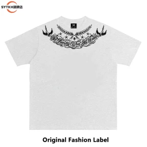 American retro national fashion brand flying pigeon letter design sense print short sleeve T-shirt unisex loose hip-hop top – Image 3