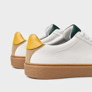 The new youth flat lace-up board shoes are trendy and versatile, soft soled casual men's shoes, and stitched contrasting sneakers, small white shoes – Image 5