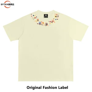 American fashion brand basic design floral print short sleeve T-shirt unisex loose high street couple half sleeve – Image 7