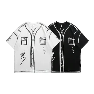 GU LIANG "Designer Brand" Unisex Niche Creative Fun Graffiti Versatile Couple Short Sleeves – Image 5