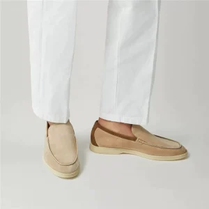 LP Handmade Shoes Men's Flat Round Toe Comfortable Single Shoes Color-Blocked Leather Casual Versatile Genuine Sheepskin Fashion Loafers Trend – Image 6