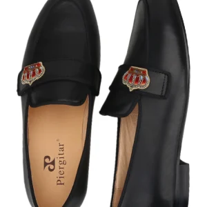 Black top cowhide men's slip-on loafers handmade small crown Indian silk wedding smoking shoes – Image 4