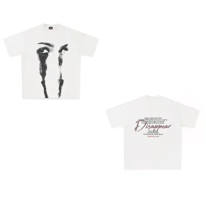 New American retro Harajuku style depicting head pattern printing Korean version loose short-sleeved t-shirt men and women tops – Image 4
