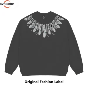 American retro fashion brand autumn and winter unisex feather print sweatshirt, niche couple, versatile crewneck pullover – Image 5