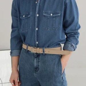 Denim shirts, men's long sleeves, spring and autumn fashion brands, handsome fried street casual shirts, Japanese workwear style tops, jackets – Image 4