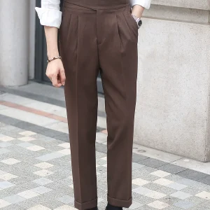 Italian Neapolitan double-pleated business commuter suit pants men's drape no-iron straight Gurgo premium trousers – Image 4