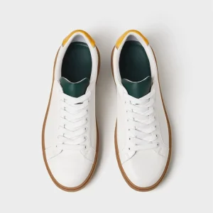 The new youth flat lace-up board shoes are trendy and versatile, soft soled casual men's shoes, and stitched contrasting sneakers, small white shoes – Image 4