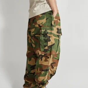 West Coast Trendy CityBoy Style Casual Pants Men's Loose Wide Multi-Pocket Cargo Military Style 9 Minute Pants – Image 3