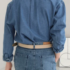 Denim shirts, men's long sleeves, spring and autumn fashion brands, handsome fried street casual shirts, Japanese workwear style tops, jackets – Image 5
