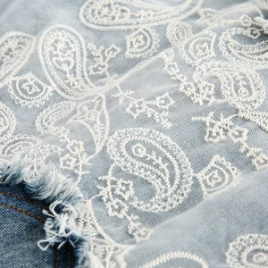 GU LIANG "Designer Brand" good things select American cashew fruit flower lace stitched denim jacket trend – Image 5