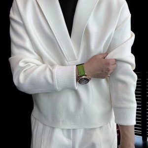 Double-side zipper, V-neck sweatshirt set, men's spring and autumn fashion trends, handsome, loose and casual two-piece set – Image 5