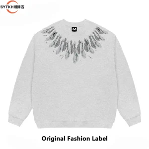 American retro fashion brand autumn and winter unisex feather print sweatshirt, niche couple, versatile crewneck pullover – Image 3