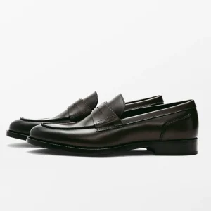 Massinno Dutti men's shoes new brown leather loafers
