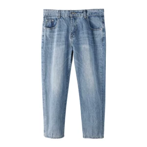 Casual retro light blue washed straight nine-point jeans male ins casual trend handsome little feet jeans – Image 4