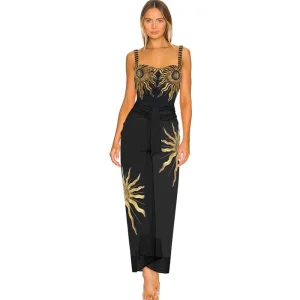 2024 New Summer One-piece Swimsuit Women's Black Sequin Embroidery Triangle One-piece Swimsuit Vacation Leisure Set – Image 5