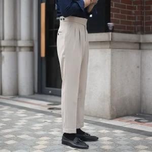Italian Neapolitan double-pleated business commuter suit pants men's drape no-iron straight Gurgo premium trousers – Image 8