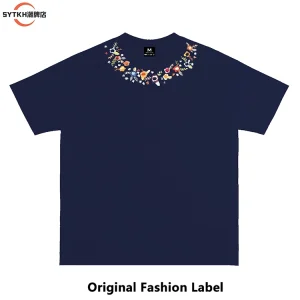 American fashion brand basic design floral print short sleeve T-shirt unisex loose high street couple half sleeve – Image 3