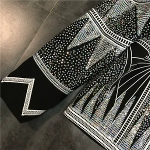 Internet celebrity with the same autumn 2024 new heavy industry dazzling sequins star abstract figure embroidered jacket short coat top – Image 3