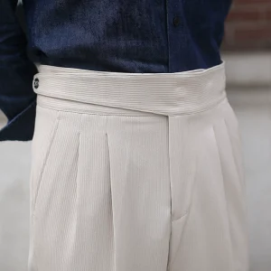 Italian Neapolitan double-pleated business commuter suit pants men's drape no-iron straight Gurgo premium trousers – Image 9