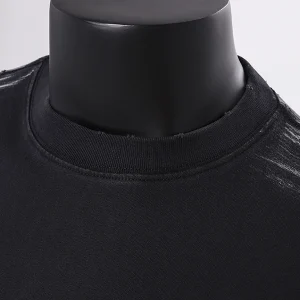 XPKAEAX Original Trendy Brand Wasteland Style 2024 New Crew Neck Short Sleeve T-Shirt Handsome Old Ripped Hole Half Sleeve Summer – Image 4