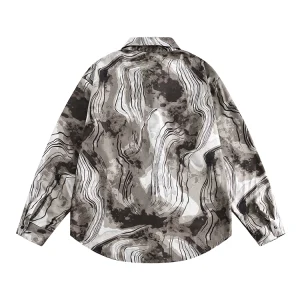 GU LIANG "Designer Brand" / Unisex / High Street Fashion Brand Niche Water Mill Full Print Versatile Shirt – Image 4