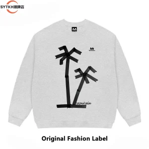 American national fashion brand basic niche coconut tree print pullover round neck sweatshirt men's and women's loose couple ins tops – Image 4
