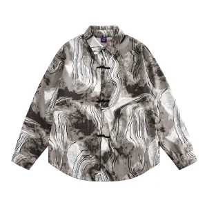 GU LIANG "Designer Brand" / Unisex / High Street Fashion Brand Niche Water Mill Full Print Versatile Shirt – Image 3