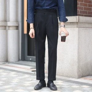 Italian Neapolitan double-pleated business commuter suit pants men's drape no-iron straight Gurgo premium trousers – Image 7